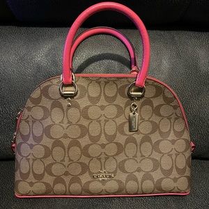 Coach Katy Satchel Bag NWT Khaki & magenta